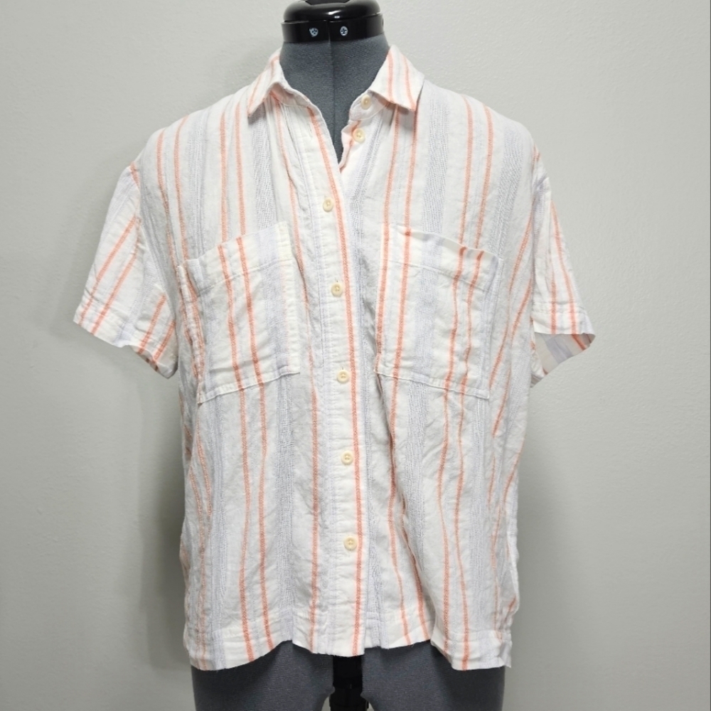 Madewell Beachside Shirt Seersucker Delmar Stripe Pocket Button Up Women's XS - Picture 9 of 11